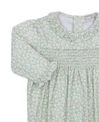Hand Smocked Footie / Autumn Meadows Green