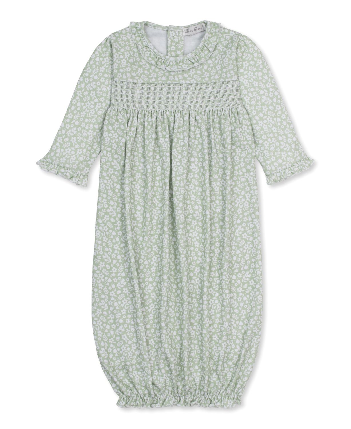 Hand Smocked Gown / Autumn Meadows Green, Size: NB