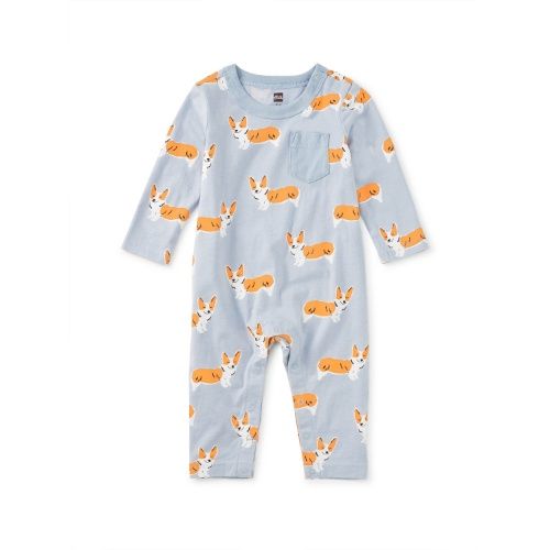 Pocket Romper / Cutie Corgis, Size: 0-3