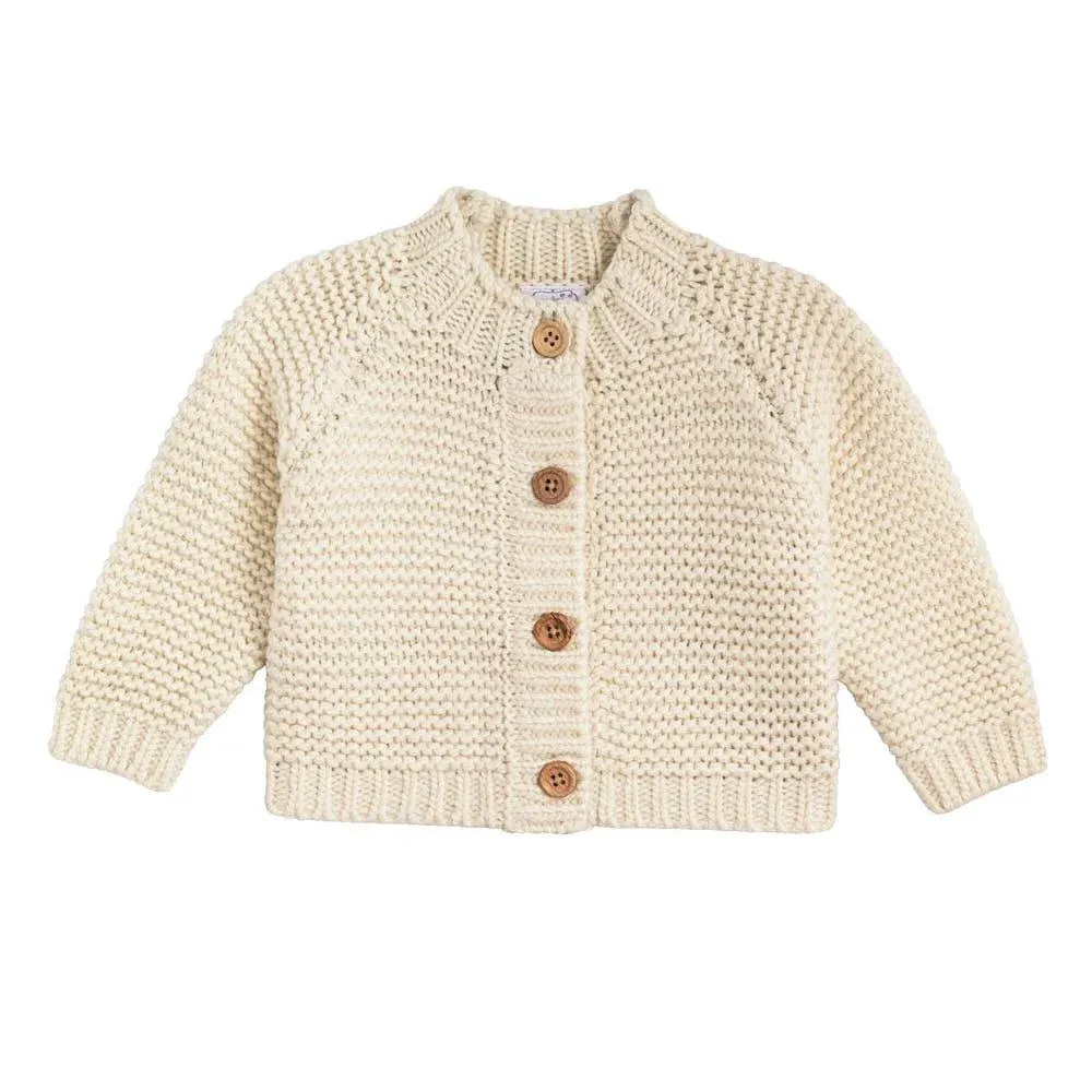 Garter Stitch Cardigan, Colour: Ivory, Size: XS (6-12)