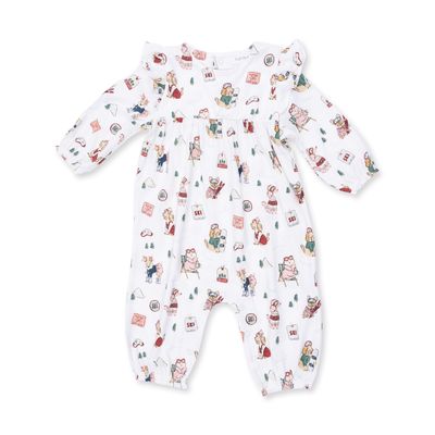 Ruffle Sleeve Romper / Sports Dog Pink
