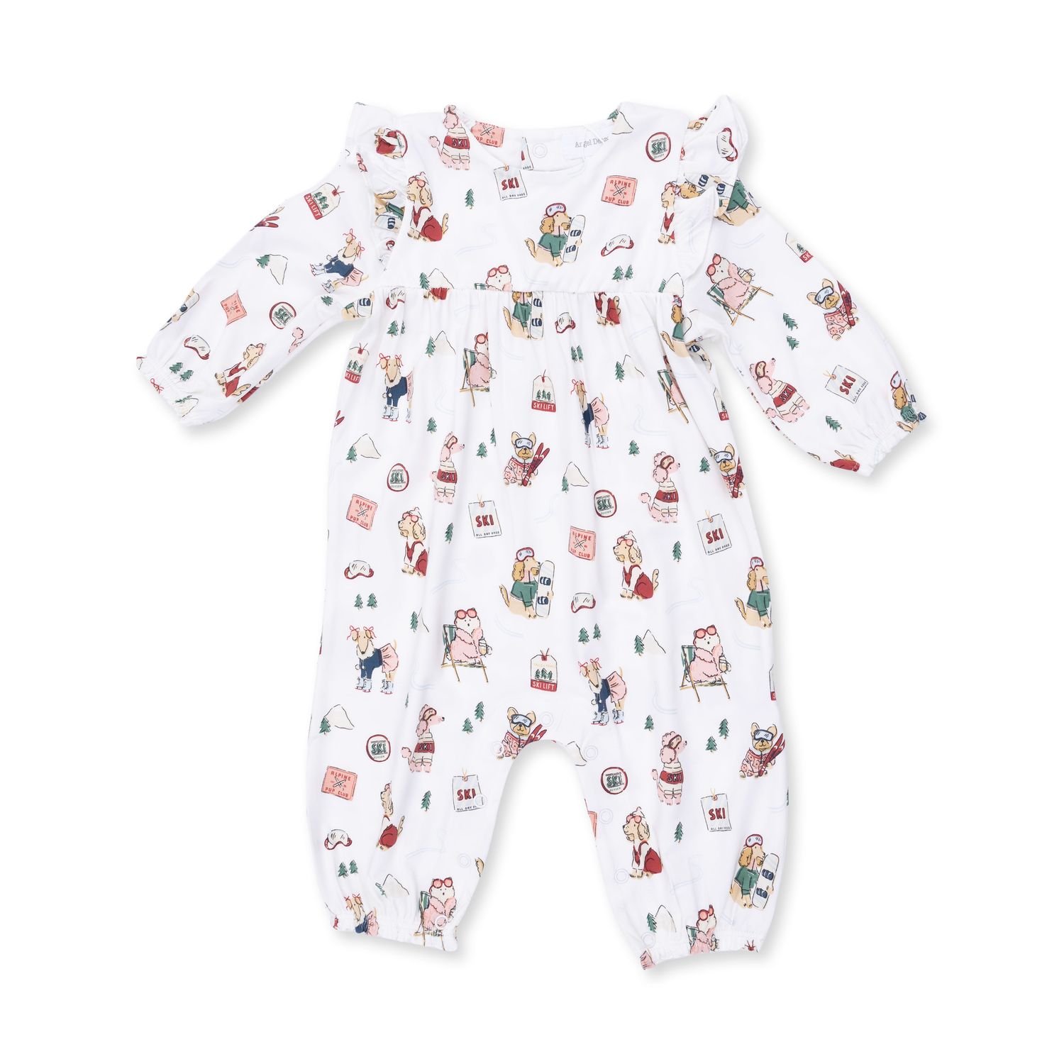 Ruffle Sleeve Romper / Sports Dog Pink, Size: 0-3