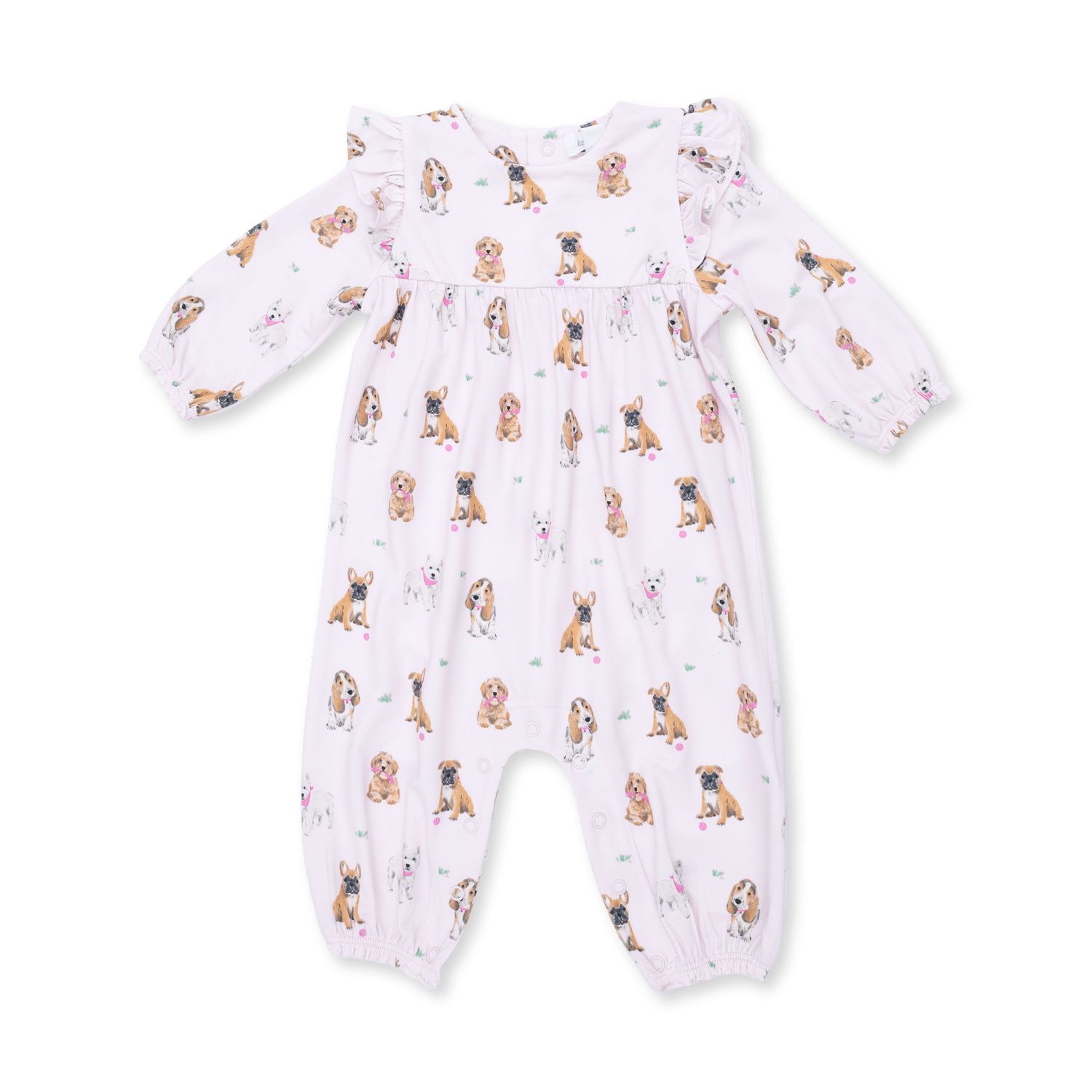 Ruffle Sleeve Romper / Bestie Dogs Pink, Size: 0-3