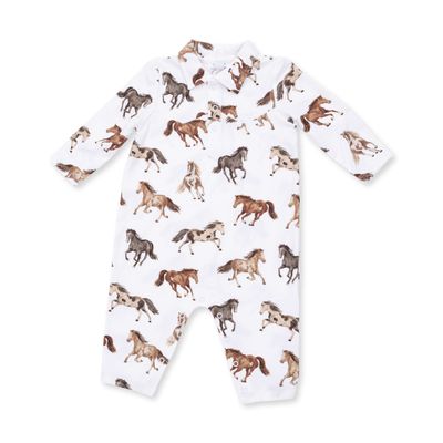 Long Sleeve Cowboy Romper / Wild Horses