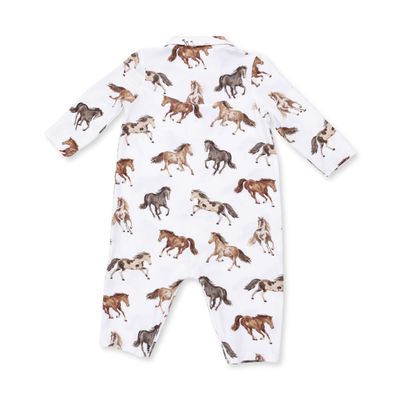 Long Sleeve Cowboy Romper / Wild Horses