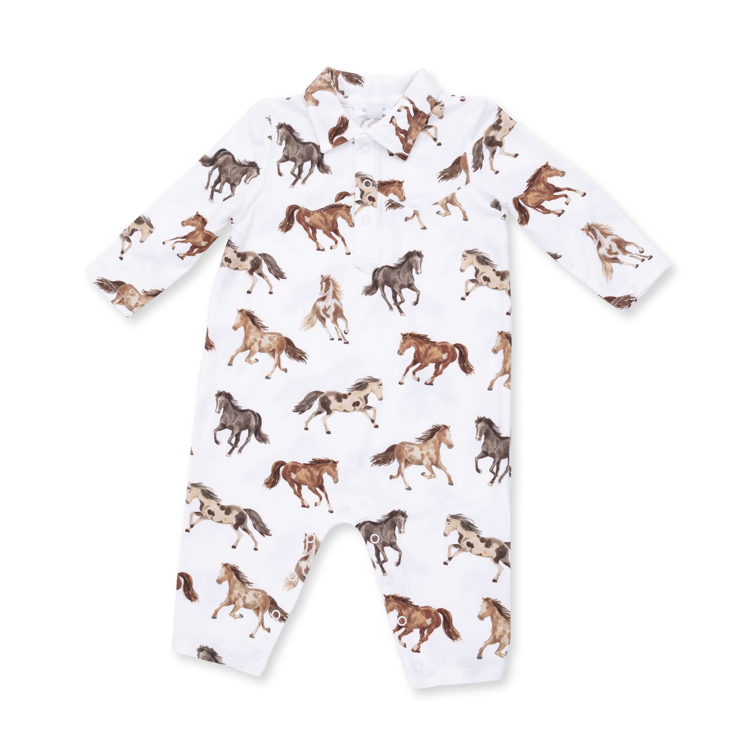 Long Sleeve Cowboy Romper / Wild Horses, Size: 3-6