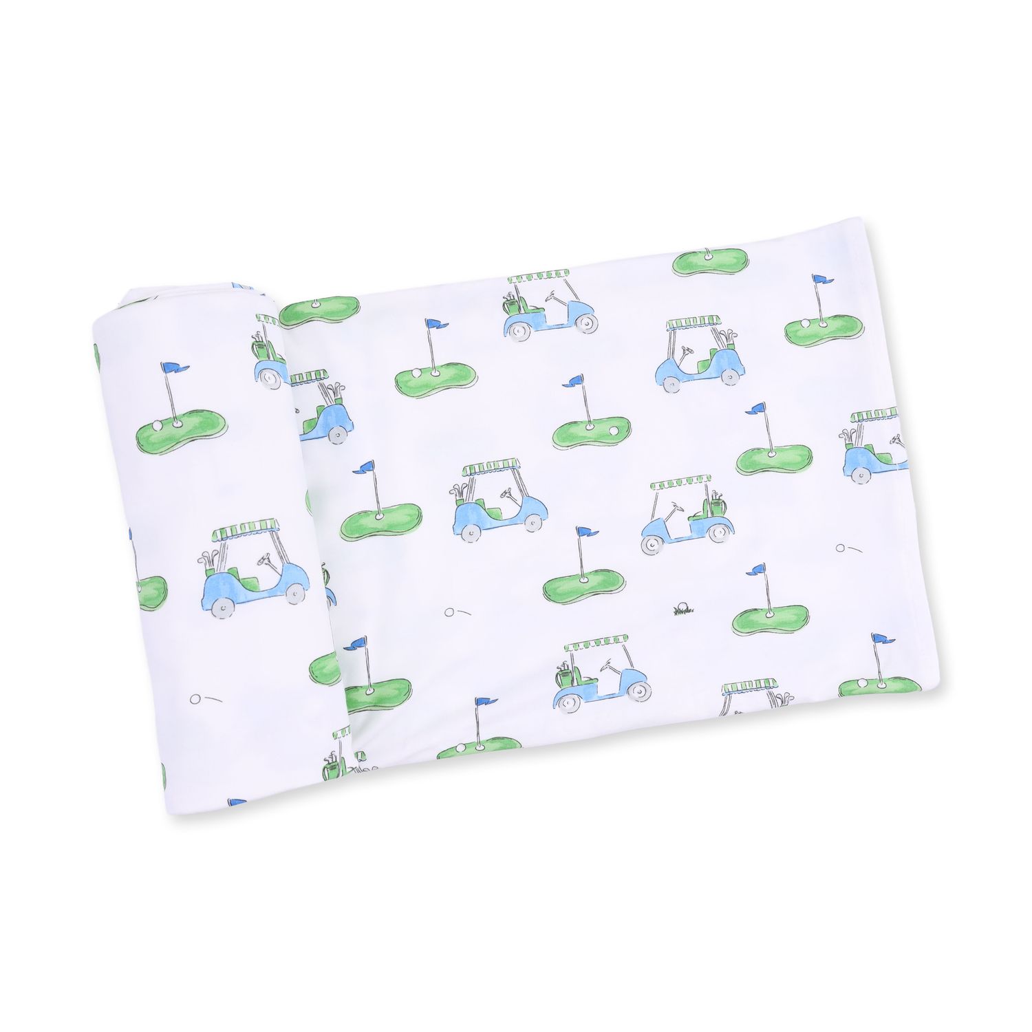 Bamboo Swaddle Blanket / Golf Carts Blue, Size: 45" x 45"