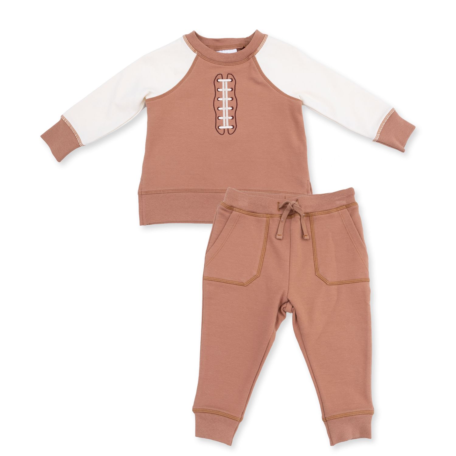 Raglan Sweatshirt + Jogger Set / Football Laces, Size: 3-6