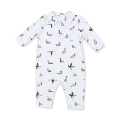Long Sleeve Polo Romper / American Ducks