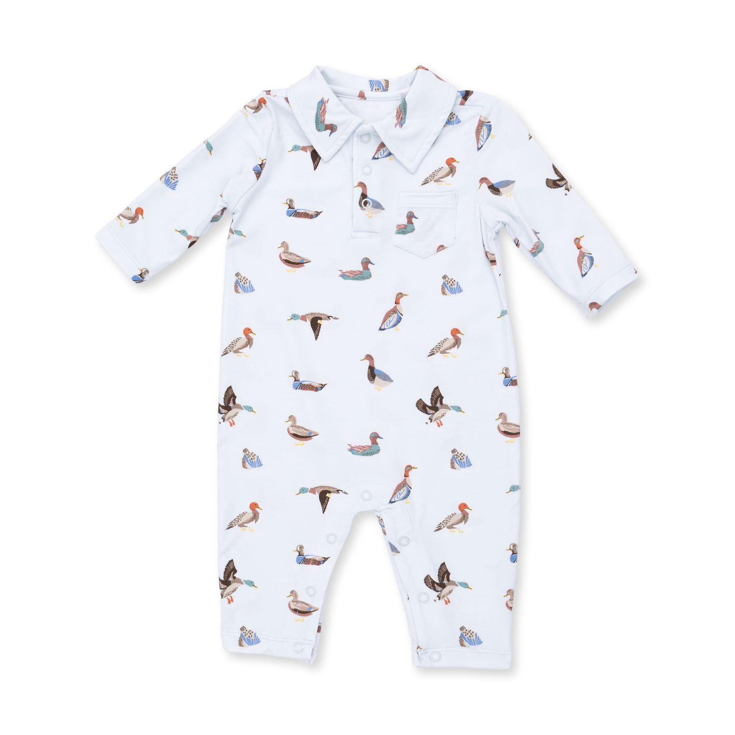 Long Sleeve Polo Romper / American Ducks, Size: 0-3