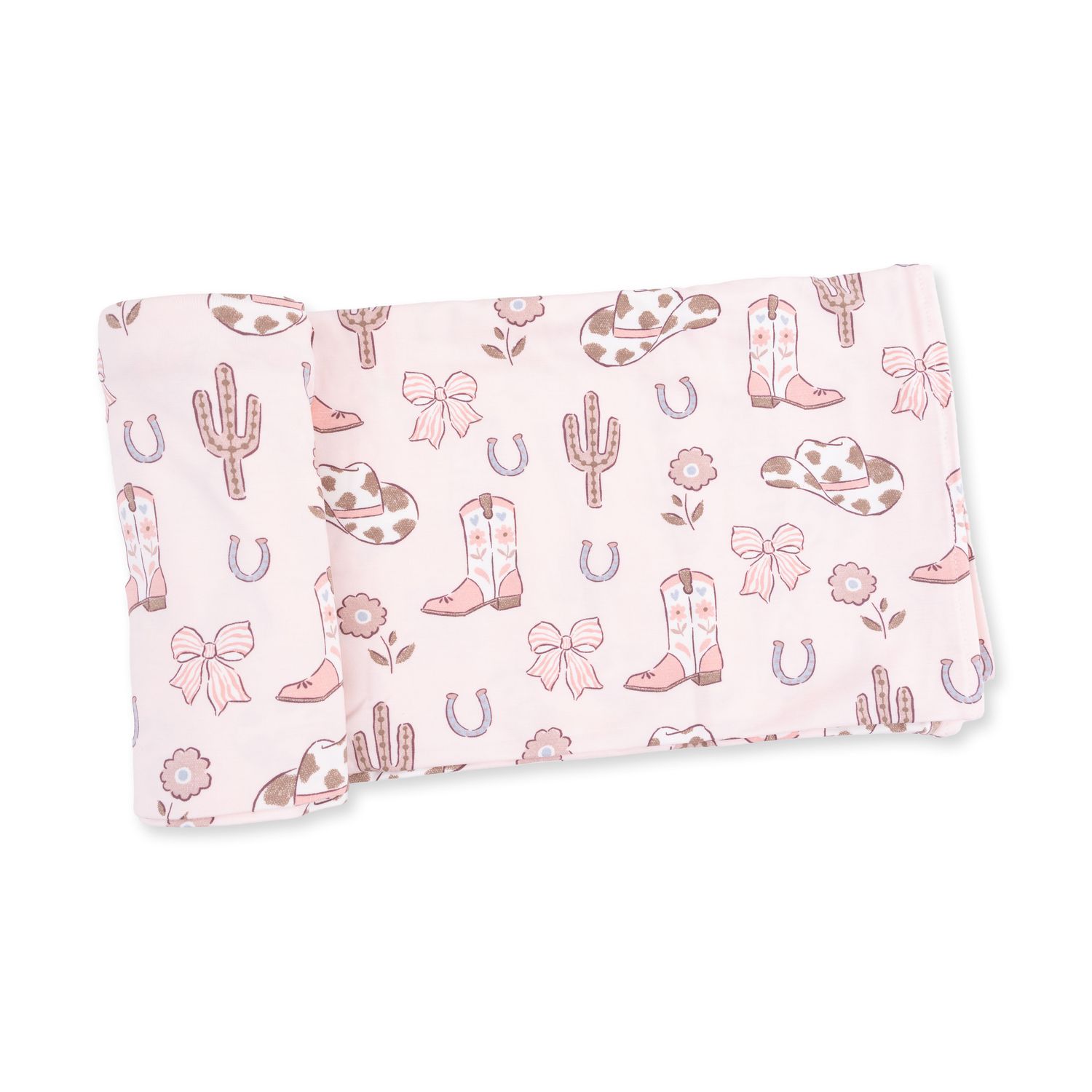Bamboo Swaddle Blanket / Cowgirl Boots + Bows, Size: 45" x 45"