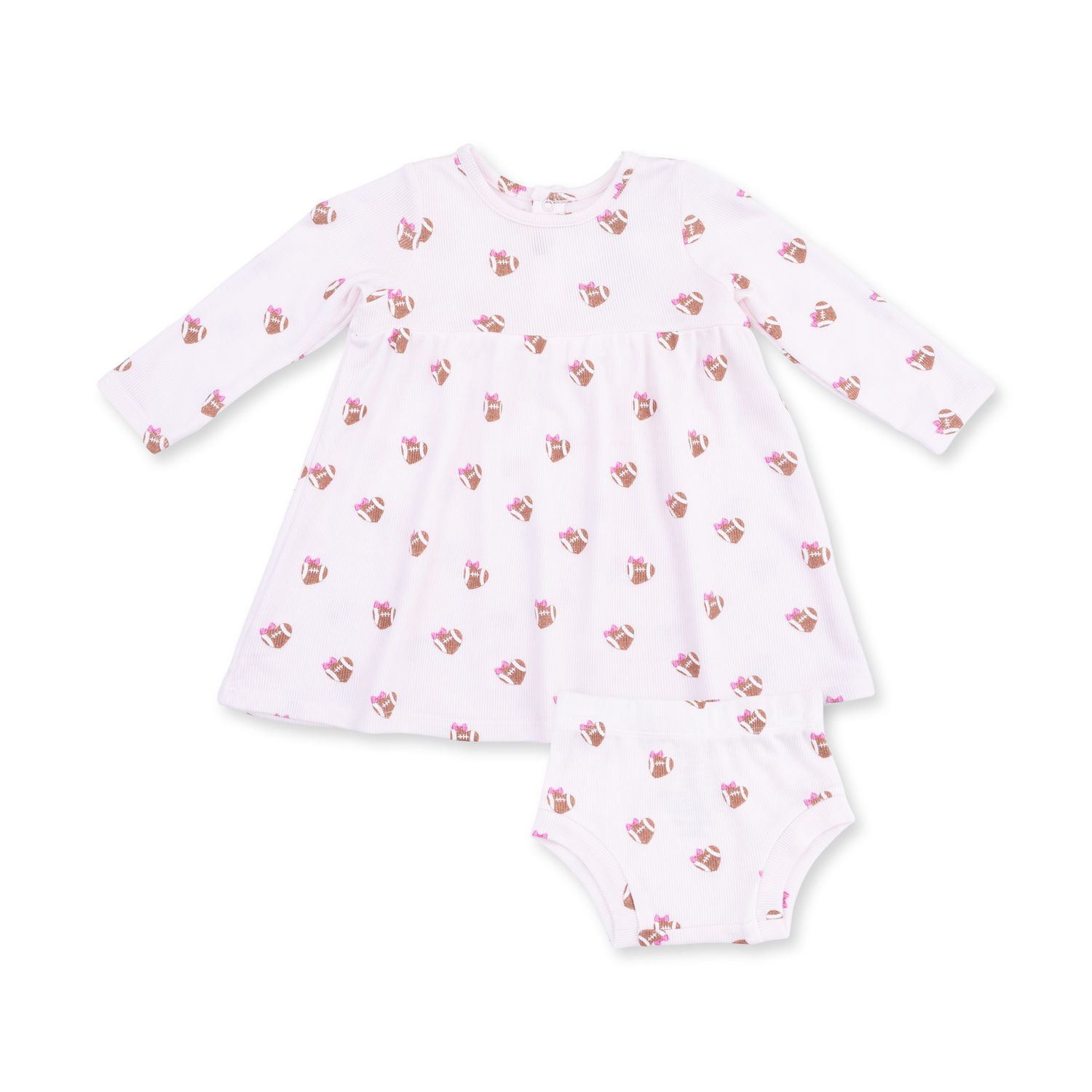 Dress + Bloomer Set / Mini Football Hearts, Size: 3-6