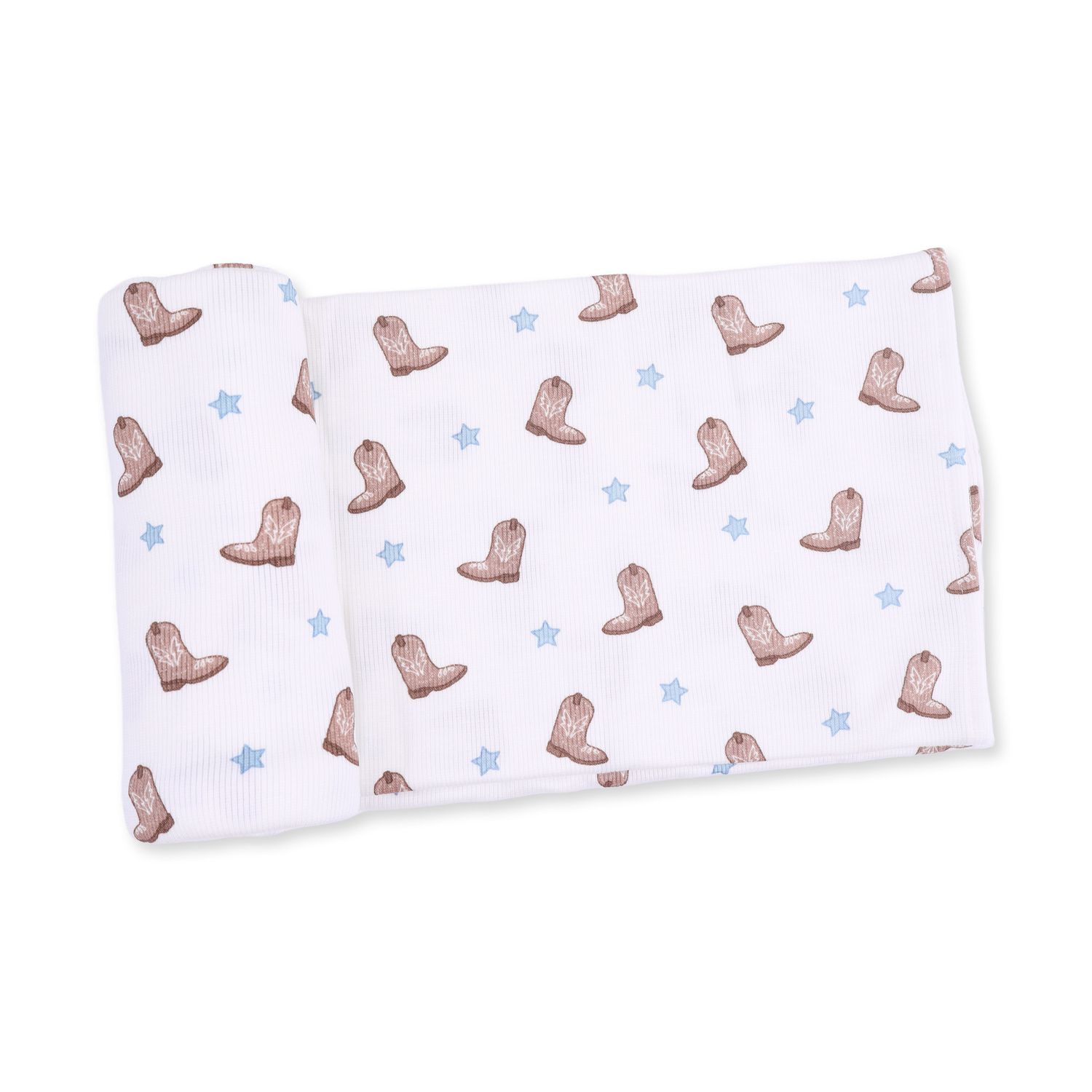 Ribbed Modal Swaddle Blanket / Mini Cowboy Boots, Size: 45" x 45"