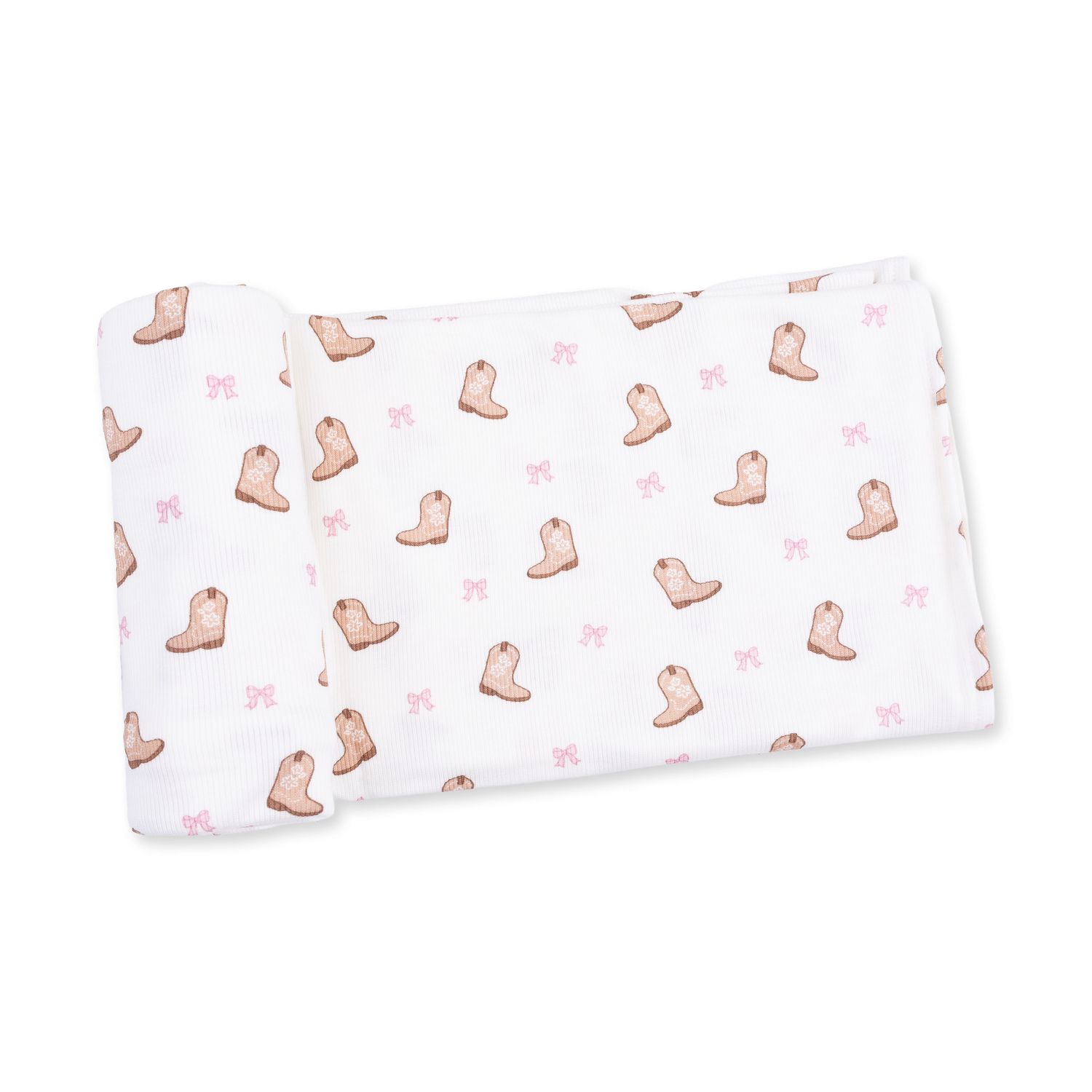 Ribbed Modal Swaddle Blanket / Mini Cowgirl Boots, Size: 45" x 45"