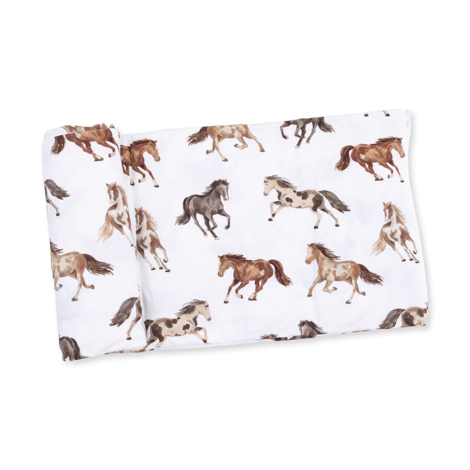 Bamboo Swaddle Blanket / Wild Horses, Size: 45" x 45"