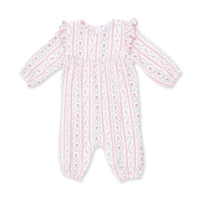 Long Sleeve Petal Ruffle Romper / Marnie Rosebud Stripe