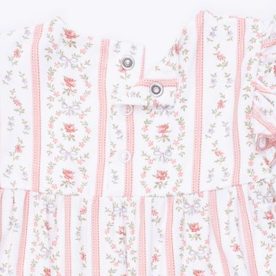Long Sleeve Petal Ruffle Romper / Marnie Rosebud Stripe