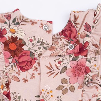 Long Sleeve Ruffle Bodysuit Dress / Sabrina Floral