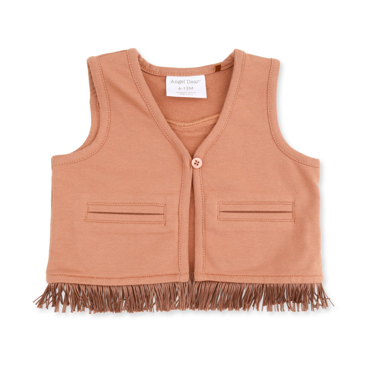 Western Fringe Vest / Solid Mocha Mousse, Size: 12-18