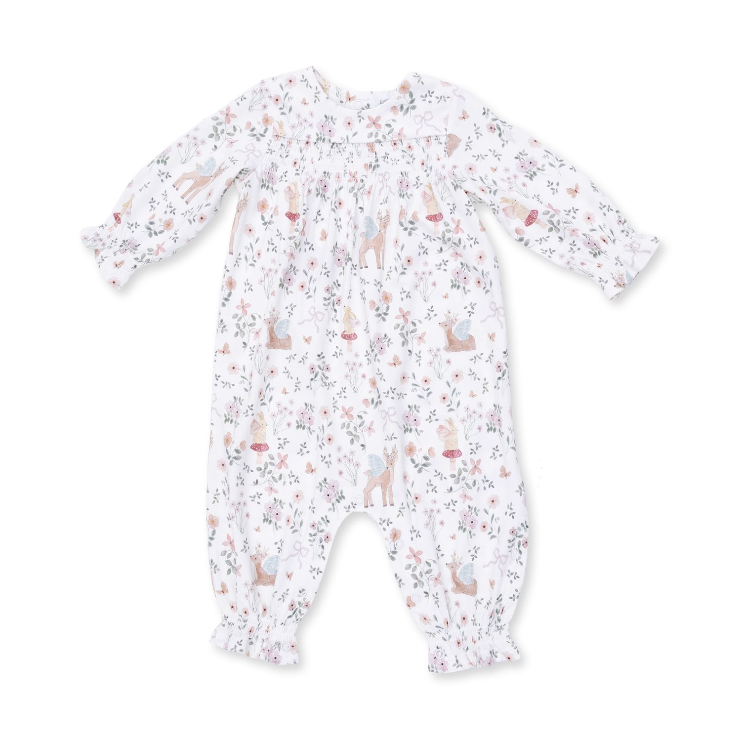 Long Sleeve Smocked Romper / Enchanted Woodland, Size: 0-3