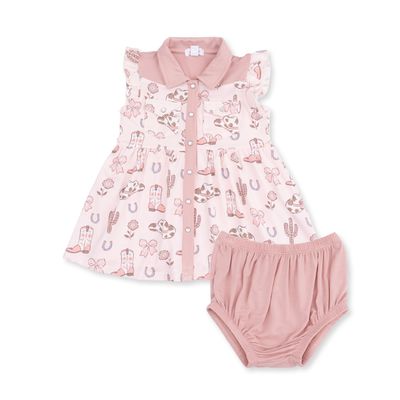 Pearl Snap Dress + Bloomer / Cowgirl Boots + Bows