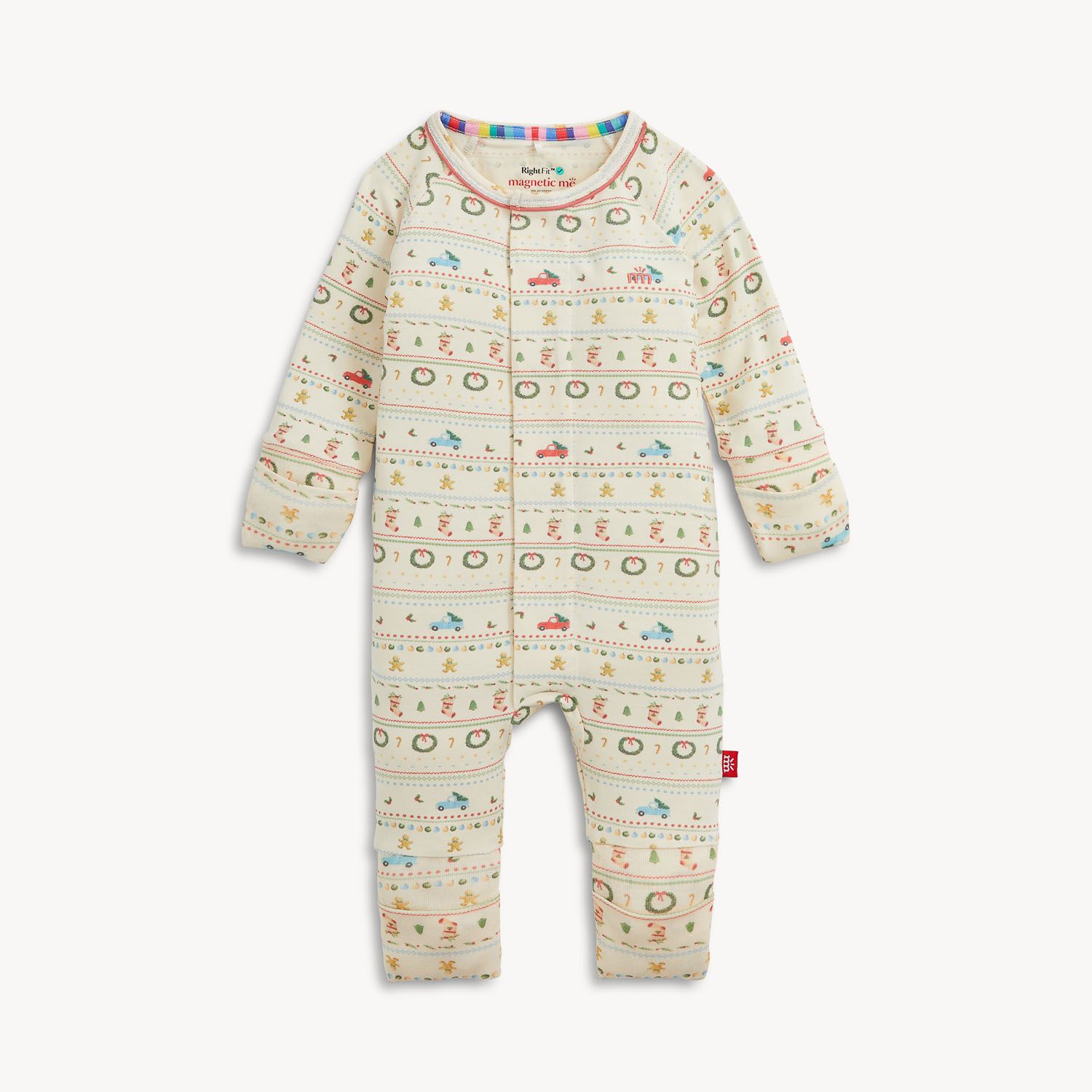 Magnetic Modal Convertible Coverall / Traditional Christmas, Size: NB
