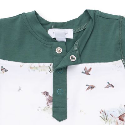 Romper w/Contrast Sleeves / Pointer Pups &amp; Duck Buddies