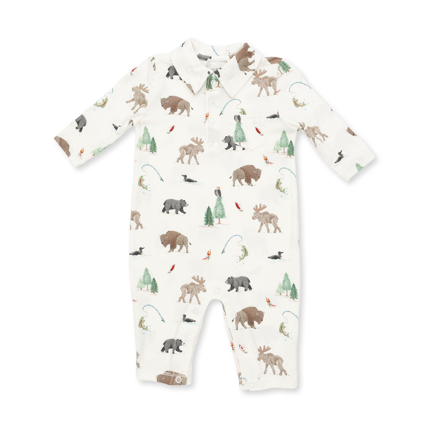 Polo Romper / Northern Woodland Animals