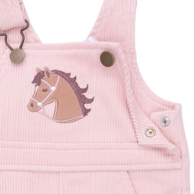 Overall with Horse Applique / Veiled Pink Corduroy