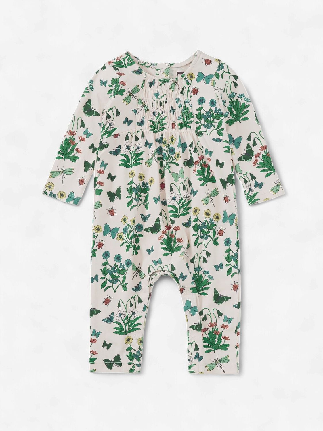 Smocked Baby Romper / Garden Expedition