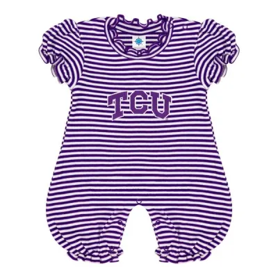 TCU Puff Sleeve Romper / Striped