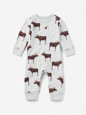 Long Sleeve Romper / Moose Crossing