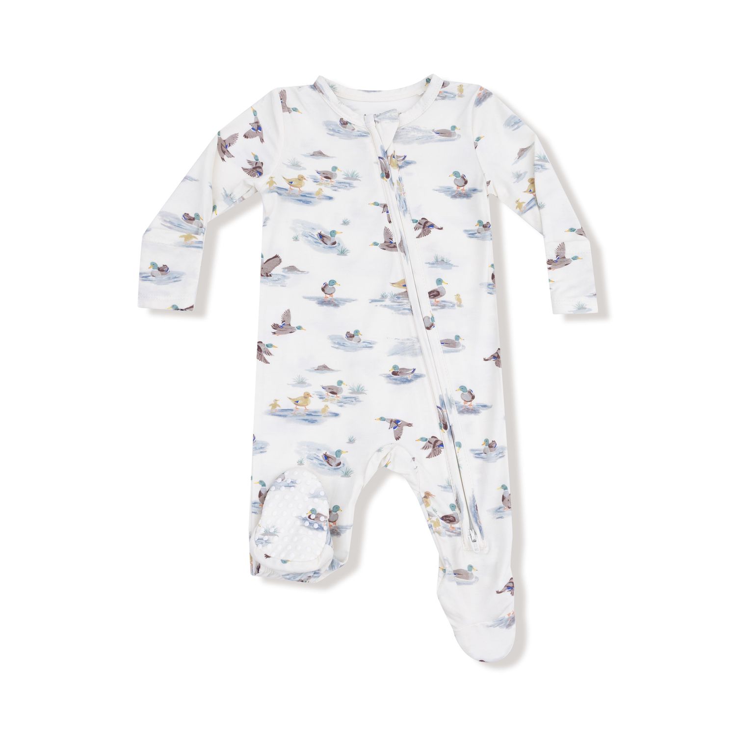 2 Way Zipper Footie / Migrating Mallards, Size: 0-3