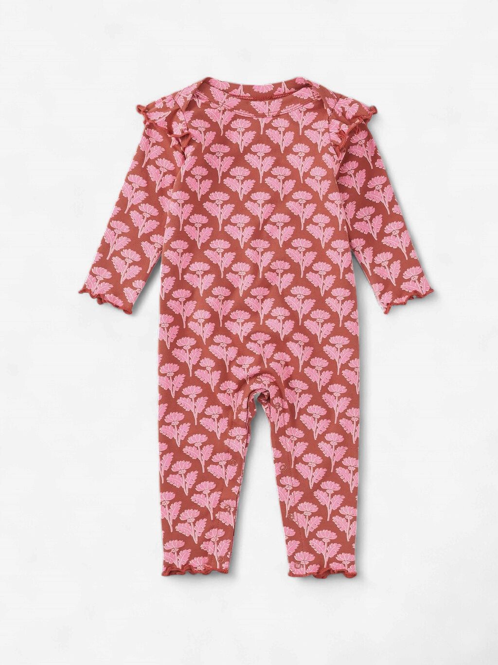 Ruffle Shoulder Baby Romper / Stamped Heirloom Floral, Size: 0-3