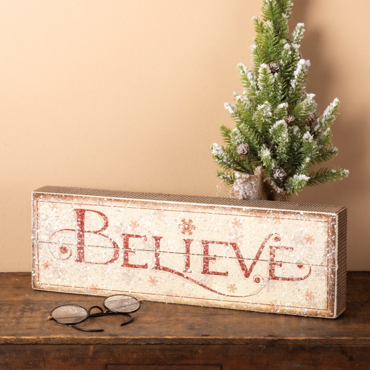 Slat Box Sign - Believe