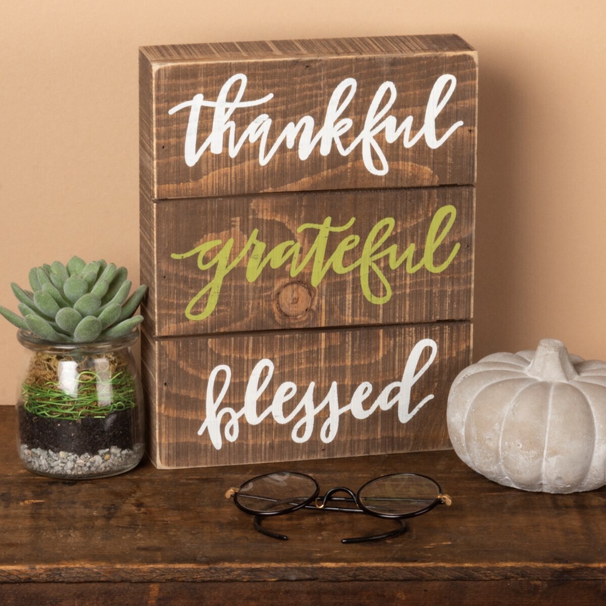 Slat Box Sign - Thankful