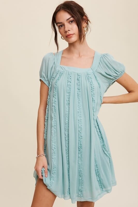 Baby Doll Dress Ruffle Accent Tie back
