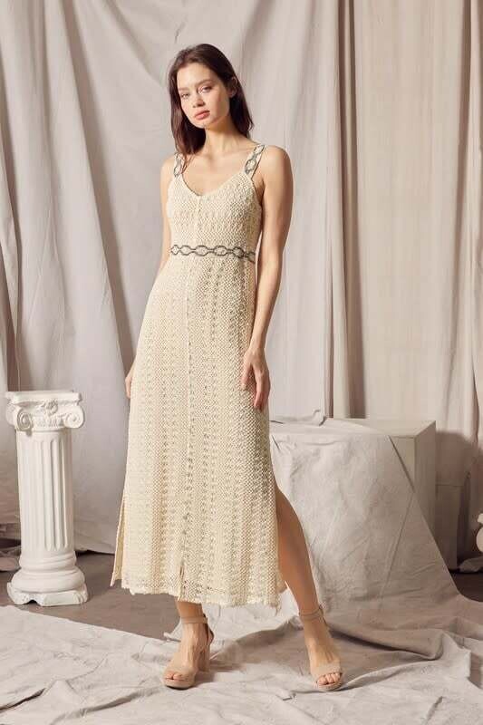 Butter Cream Crochet Maxi Dress 