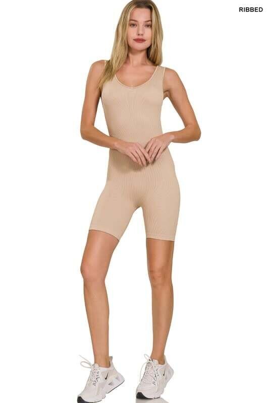 Ribbed Seamless Sports Romper