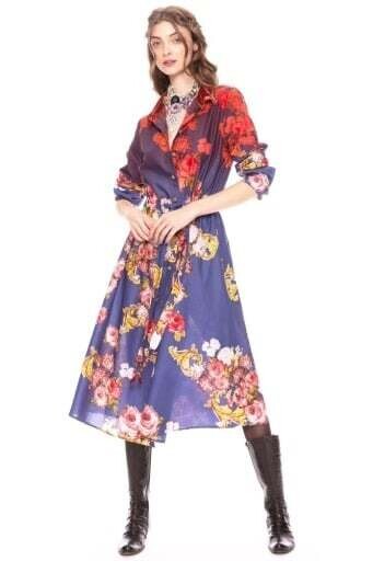 Autumn Blossom Shirt Dress