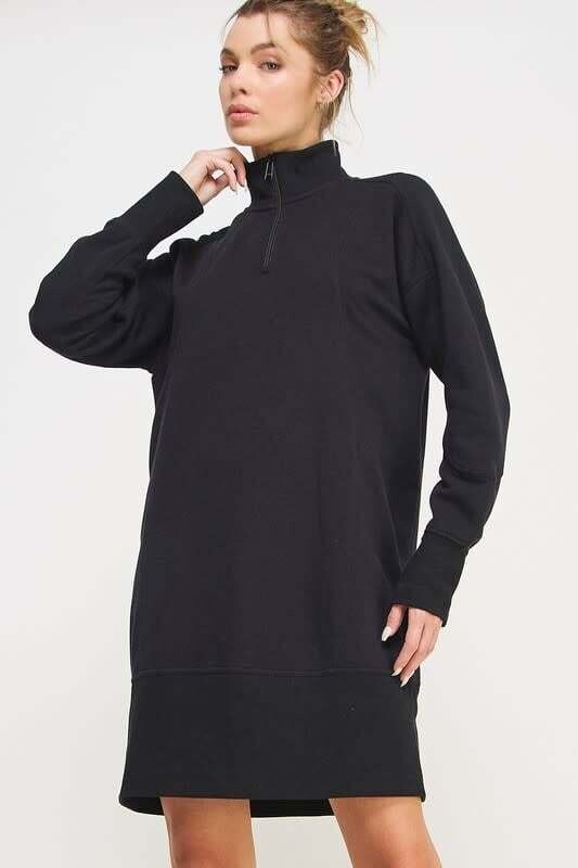French Terry Half Zip SweatShirt Dress