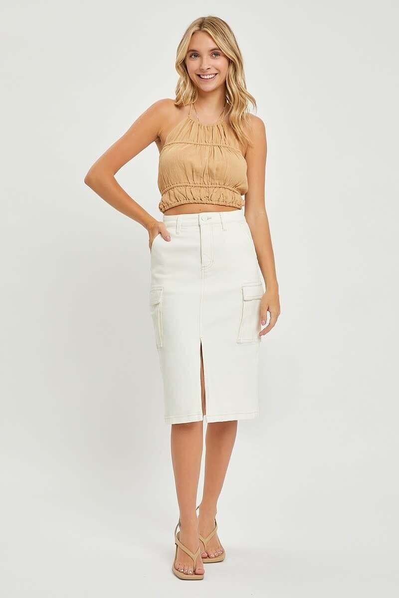 Midi Denim Cargo Skirt