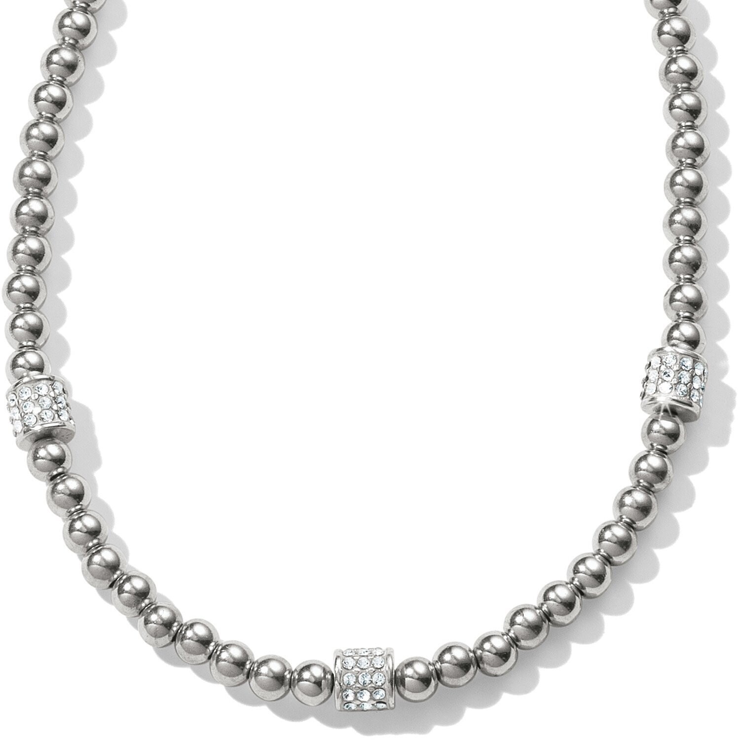 Meridian Petite Beads Station Necklace Silver
