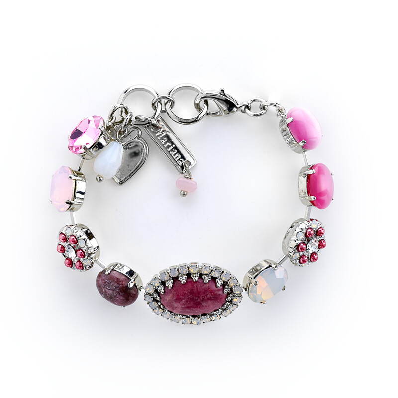 Oval Halo Bracelet Cherry Blossom
