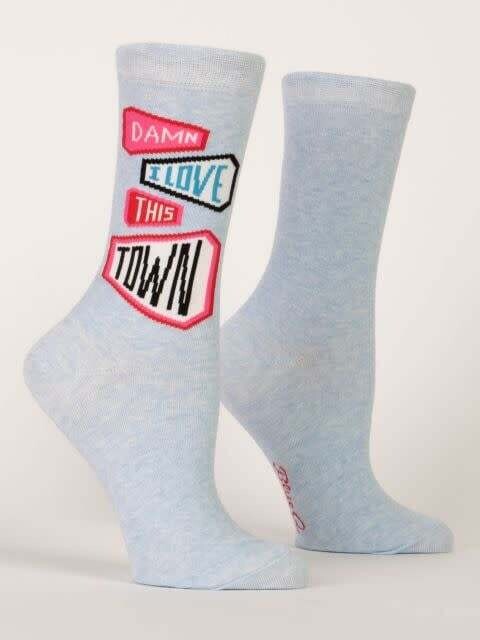 Blue Q Damn I Love This Town Women&#39;s Crew Socks