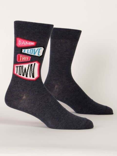 Blue Q Damn I Love This Town Men&#39;s Crew Sock