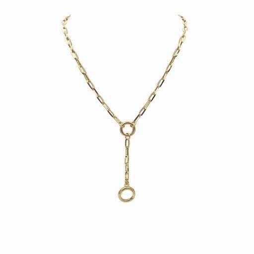 Oval Lariat Paperclip Chain, Color: Gold, Size: 20 inch