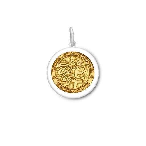 St. Christopher Pendant, Color: Gold Center, Size: 15mm