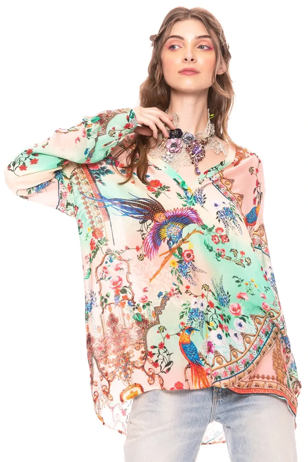 Eva&#39;s Garden Blouse, Color: Peach Sky, Size: Small