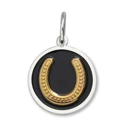 Horse Shoe Pendant, Color: Gold Black, Size: 15mm